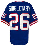 Devin Singletary (GIANTS) Signed Blue Custom Football Jersey -(SCHWARTZ COA)