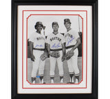 Fred Lynn, Jim Rice, Dwight Evans Signed Boston Red Sox Framed 16x20 B&W Photo