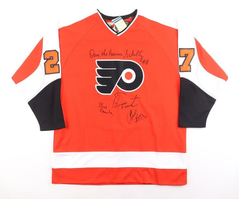 Flyers Leach Jersey Signed by Bob Clarke, Bernie Parent, Dave Schultz, Bob Kelly