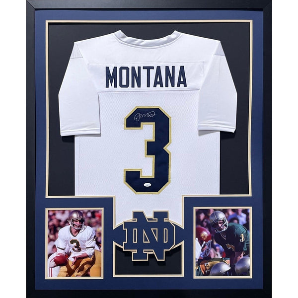 Joe Montana Autographed Signed Framed White Notre Dame BN Jersey JSA
