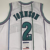 Autographed/Signed Larry Johnson Charlotte White Jersey PSA/DNA COA
