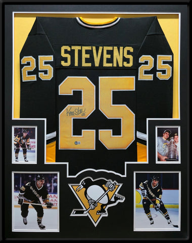 FRAMED PITTSBURGH PENGUINS KEVIN STEVENS AUTOGRAPHED SIGNED JERSEY BECKETT HOLO
