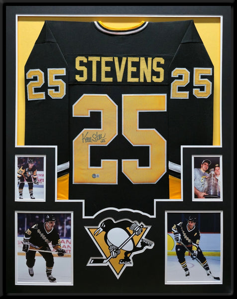 FRAMED PITTSBURGH PENGUINS KEVIN STEVENS AUTOGRAPHED SIGNED JERSEY BECKETT HOLO