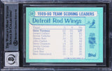 Steve Yzerman Signed 1990 Topps Team Scoring Leaders #19 Card Auto 10! BAS Slab