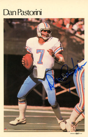 Dan Pastorini Autographed Houston Oilers Mini Poster 42/50 Beckett 46154