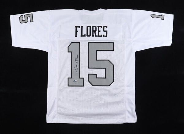 Tom Flores Signed Raiders Jersey (Beckett) Oakland Q.B. (1960-1966) H.O.F. 2021