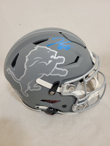 JAHMYR GIBBS SIGNED DETROIT LIONS F/S SLATE SPEEDFLEX AUTHENTIC HELMET FANATICS