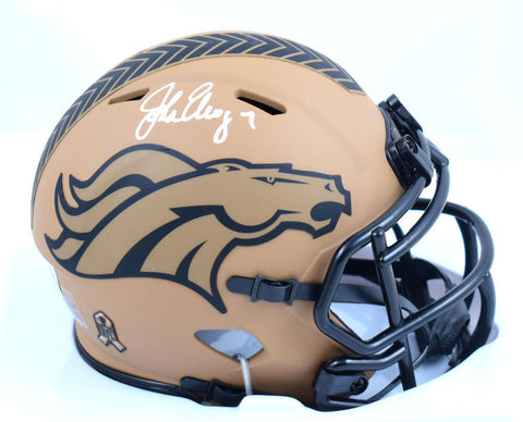 John Elway Signed Broncos Salute to Service 2023 Speed Mini Helmet- Beckett W