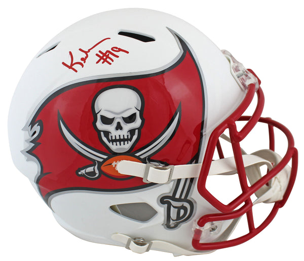 Buccaneers Keyshawn Johnson Signed Flat White Full Size Speed Rep Helmet JSA Wit