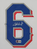 FRAMED TEXAS RANGERS JOSH JUNG AUTOGRAPHED SIGNED JERSEY BECKETT HOLOGRAM