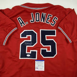 Autographed/Signed Andruw Jones Atlanta Red Baseball Jersey PSA/DNA COA