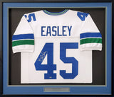 SEATTLE SEAHAWKS KENNY EASLEY AUTOGRAPHED FRAMED WHITE JERSEY MCS HOLO 200427