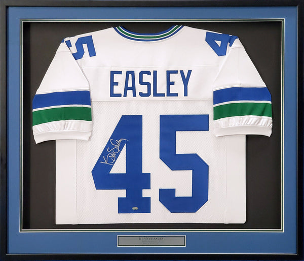 SEATTLE SEAHAWKS KENNY EASLEY AUTOGRAPHED FRAMED WHITE JERSEY MCS HOLO 200427