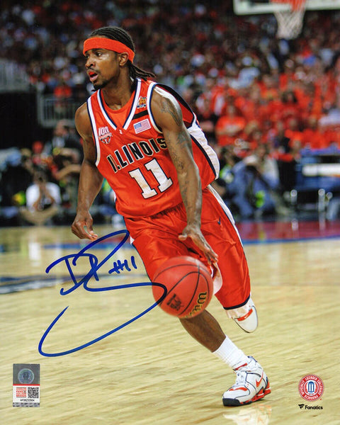 Dee Brown Signed Illinois Orange Jersey Dribbling Action 8x10 Photo - (SS COA)
