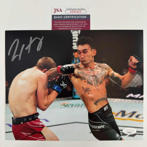 Autographed/Signed Max Holloway UFC MMA Black Fighting 8x10 Photo JSA COA