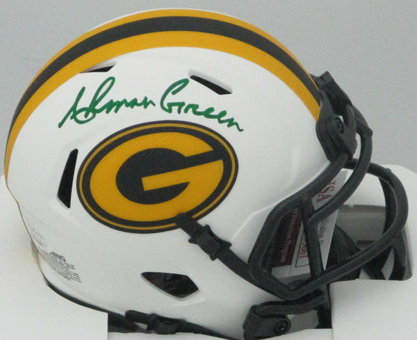 Packers Leading Rusher AHMAN GREEN Signed Riddell LUNAR Mini Helmet AUTO - JSA