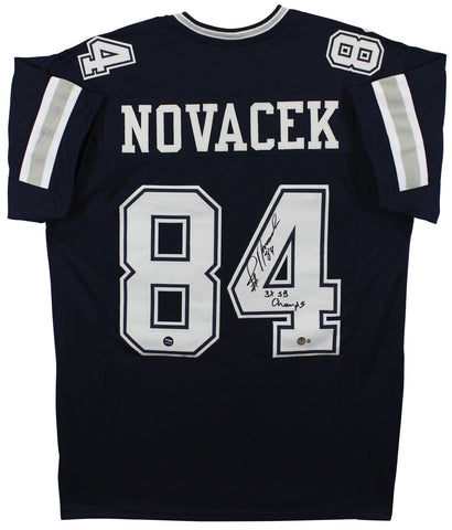 Jay Novacek "3x SB Champ" Signed Navy Blue Pro Style Jersey BAS Witnessed