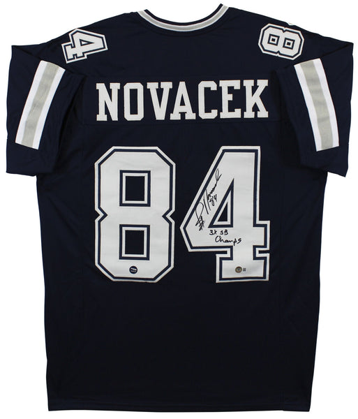 Jay Novacek "3x SB Champ" Signed Navy Blue Pro Style Jersey BAS Witnessed