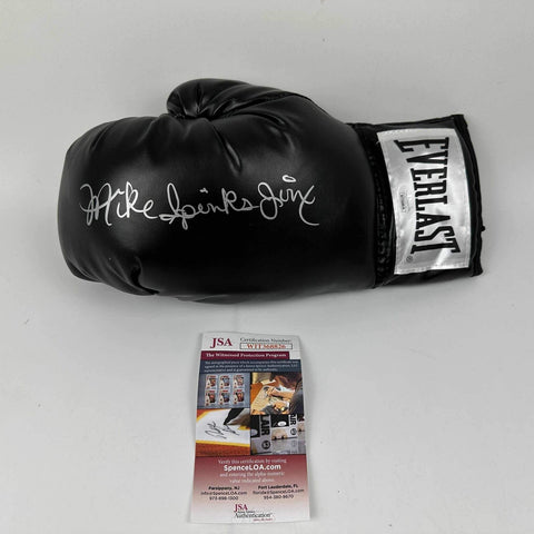 Autographed/Signed Michael Jinx Spinks Black Everlast Boxing Glove JSA COA