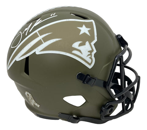 Julian Edelman Signed Patriots FS Salute To Service Speed Replica Helmet JSA