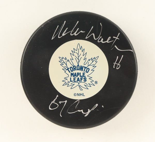 Mike Walton Signed Toronto Maple Leafs Logo Hockey Puck Inscr "67 Cup" (Beckett)