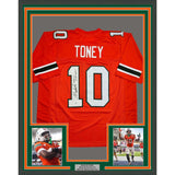 Framed Autographed/Signed Malachi Toney 35x39 Miami Orange Jersey JSA COA