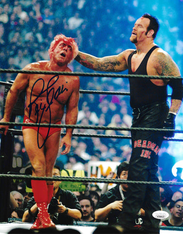RIC FLAIR AUTOGRAPHED SIGNED 11X14 PHOTO VS. UNDERTAKER JSA STOCK #203606