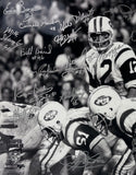 Joe Namath, Don Maynard Signed NY Jets Unframed 16x20 '68 SB B&W Photo - 24 Sigs