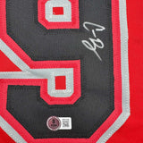 Framed Autographed/Signed Corbin Burnes 35x39 Arizona Red Jersey Beckett BAS COA