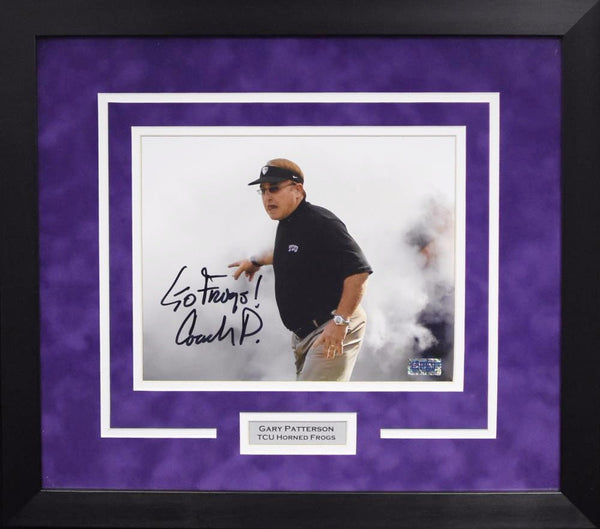 GARY PATTERSON SIGNED TCU HORNED FROGS 8x10 FRAMED PHOTO COA
