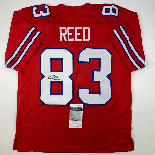 Autographed/Signed Andre Reed HOF 14 Buffalo Red Football Jersey JSA COA