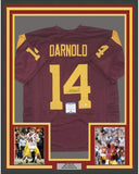 Framed Autographed/Signed Sam Darnold 35x39 USC Maroon Jersey JSA COA
