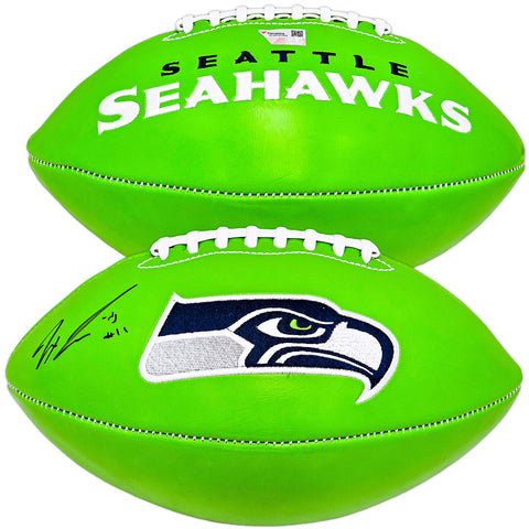 JAXON SMITH-NJIGBA AUTOGRAPHED SEAHAWKS GREEN LOGO FOOTBALL FANATICS HOLO 220854