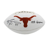 Ricky Williams Signed Texas Longhorns Embroidered White Football - 1998 Heisman
