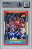 Ralph Sampson Signed 1986-87 Fleer #97 Rookie Card Beckett 10 Slab 42937