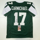 Autographed/Signed Harold Carmichael HOF 20 Philadelphia Green Jersey JSA COA