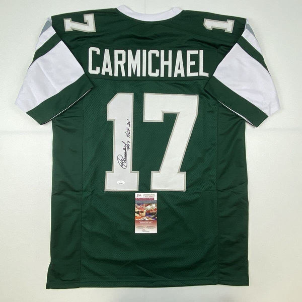 Autographed/Signed Harold Carmichael HOF 20 Philadelphia Green Jersey JSA COA