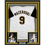 Framed Autographed/Signed Bill Mazeroski 35x39 Pittsburgh White Jersey JSA COA