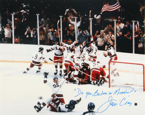 Jim Craig Signed 1980 Team USA 16x20 Photo "Do you Believe in Miracles"(Steiner)