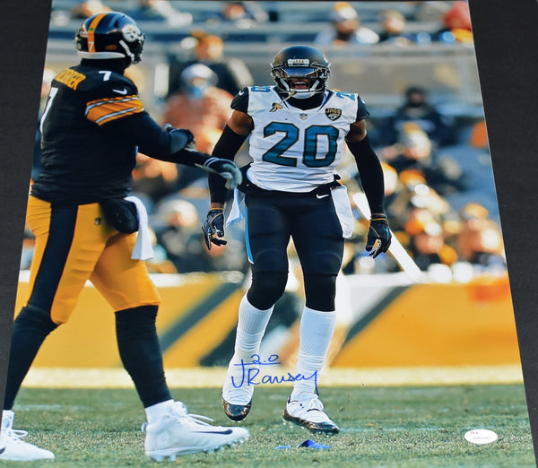 JALEN RAMSEY AUTOGRAPHED JACKSONVILLE JAGUARS VS STEELERS 16x20 PHOTO JSA