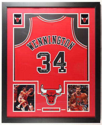 Bill Wennington Signed Chicago Bulls Framed Jersey "3x NBA Champ '96 '97' '98"