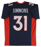 Justin Simmons Authentic Signed Navy Blue Pro Style Jersey JSA Witness