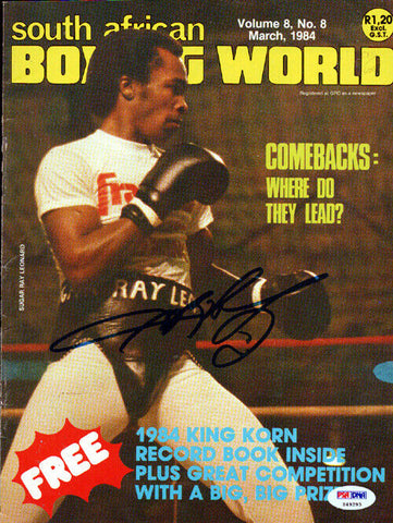 Sugar Ray Leonard Autographed Signed Boxing World Magazine Cover PSA/DNA #S49293
