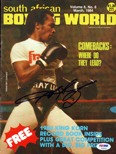 Sugar Ray Leonard Autographed Signed Boxing World Magazine Cover PSA/DNA #S49293