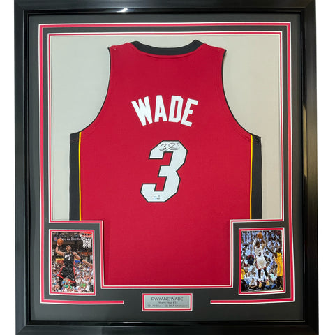 Framed Autographed/Signed Dwyane Wade 33x42 Red Authentic Jersey Fanatics COA