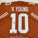 Autographed/Signed Vince Young Texas Orange Stat College Football Jersey JSA COA