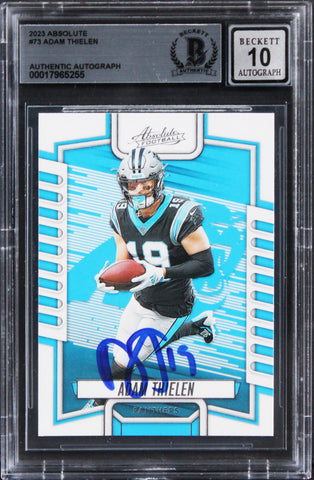 Panthers Adam Thielen Signed 2023 Absolute #73 Card Auto Graded 10! BAS Slabbed