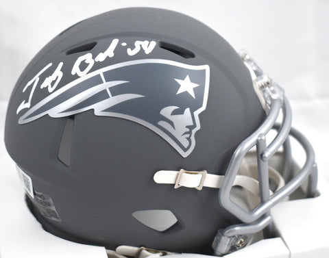Tedy Bruschi Signed New England Patriots Slate Speed Mini Helmet-Beckett W Holo