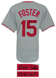 George Foster Signed Grey Custom Baseball Jersey w/77 NL MVP - (SCHWARTZ COA)