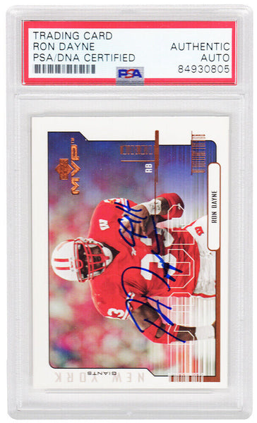 Ron Dayne Signed 2000 Upper Deck MVP RC Football Card #199 w/99H - (PSA Slabbed)